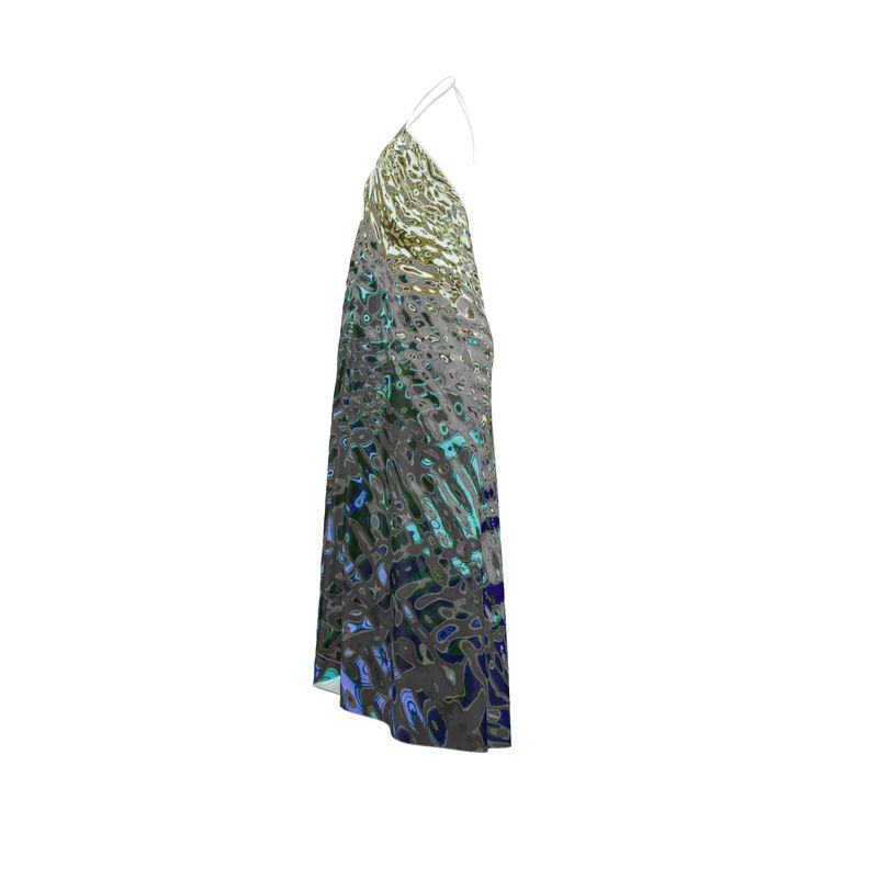 Women's Silk Halterneck Backless Dress, Liquid Jewel