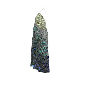 Women's Silk Halterneck Backless Dress, Liquid Jewel