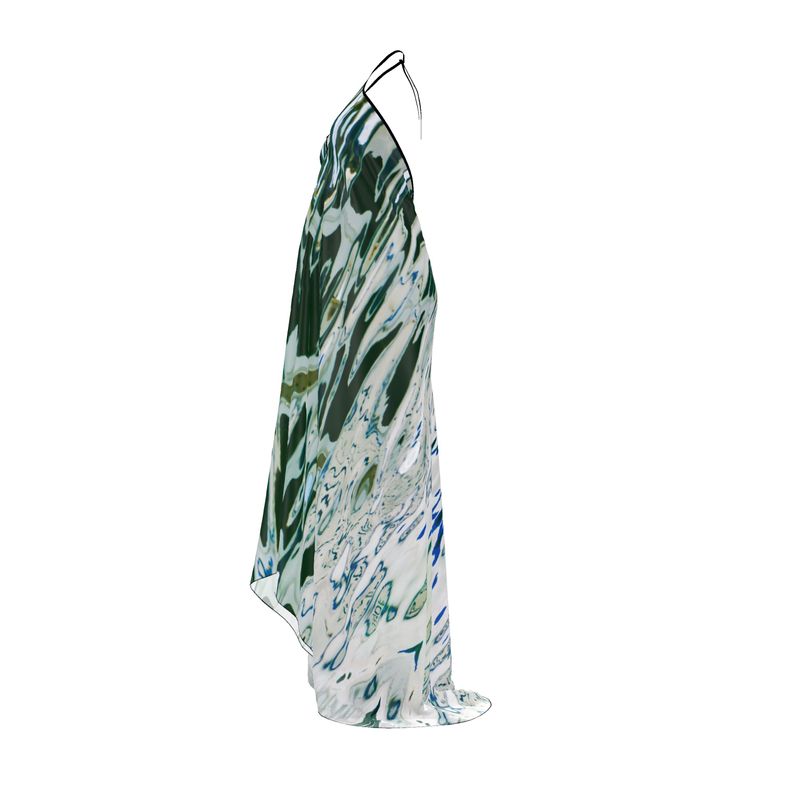 Halterneck Backless Silk Satin Dress with