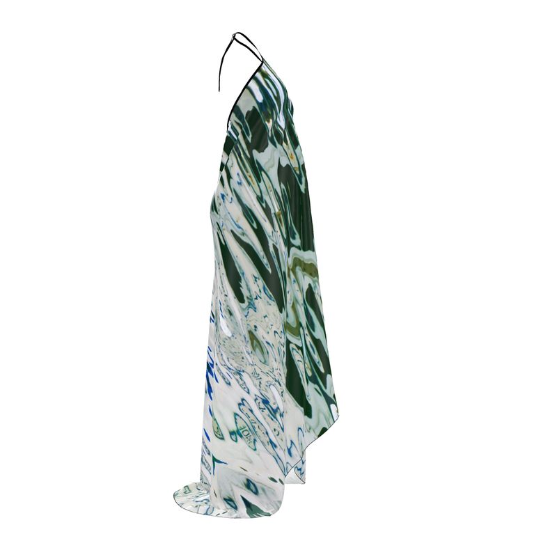 Halterneck Backless Silk Satin Dress with