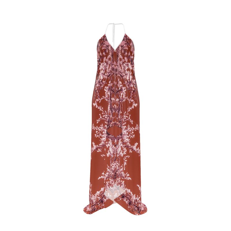 Halterneck backless dress, Hummingbird, Infrared
