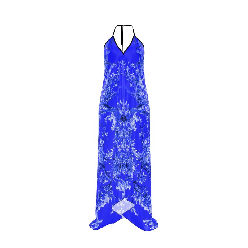 Silk Halterneck Backless Dress, Hummingbird