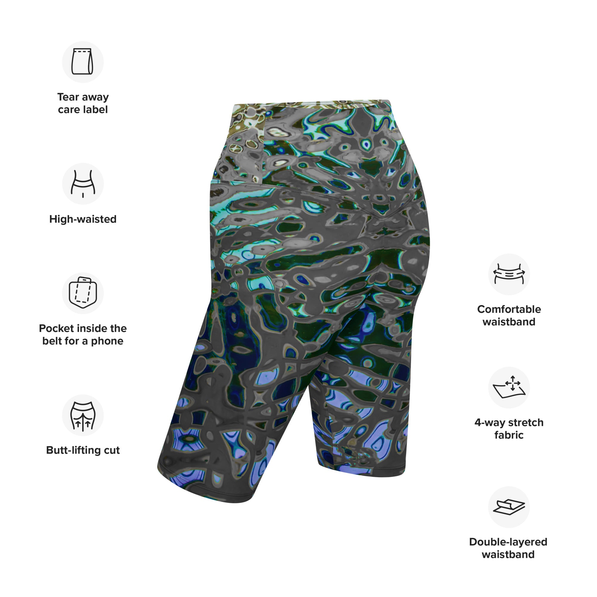 Women's Biker Shorts, Liquid Jewel