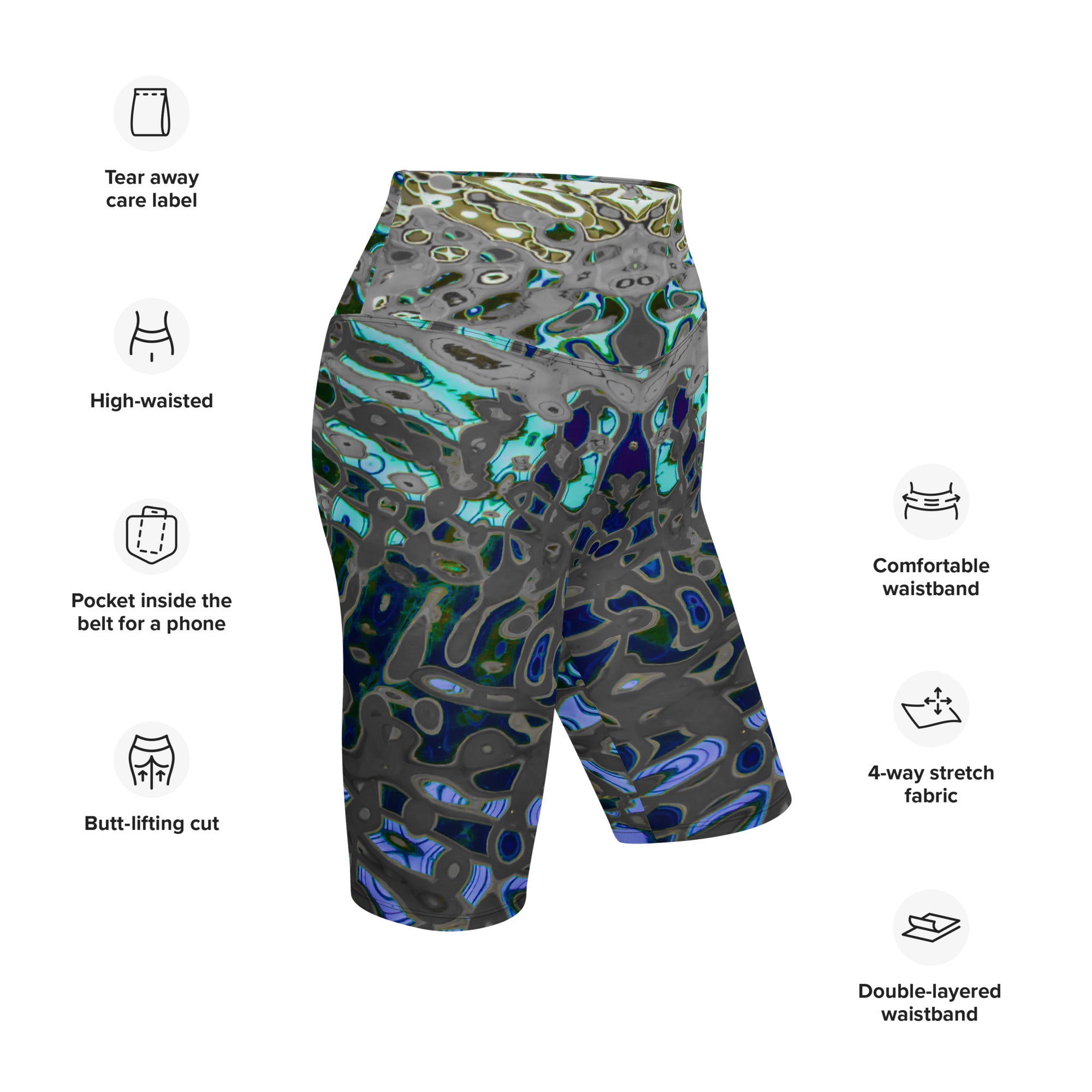 Women's Biker Shorts, Liquid Jewel