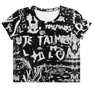 Women's Easy-Fit Crop Top, Paris Birch Tree, Je T'aime