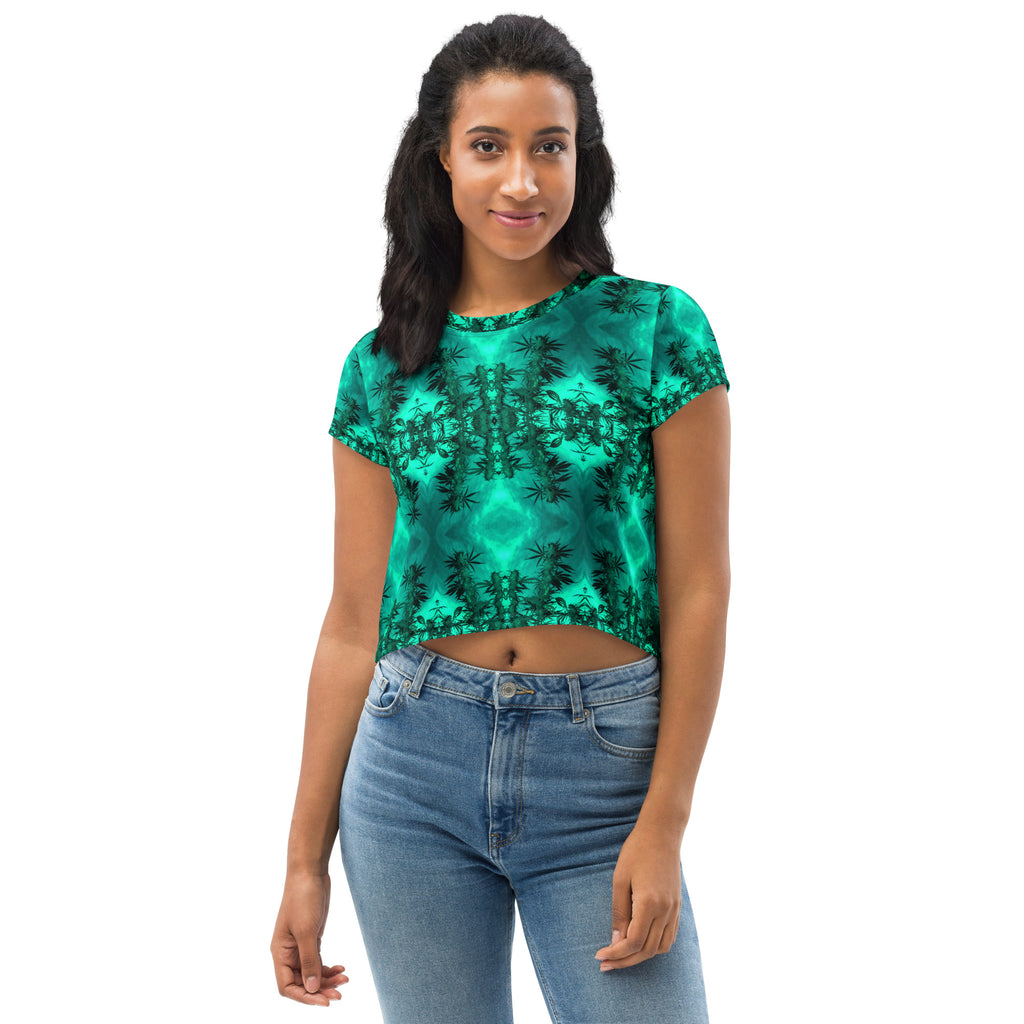 Women's Easy-Fit Crop Top, Cannabis Collection 2, Green