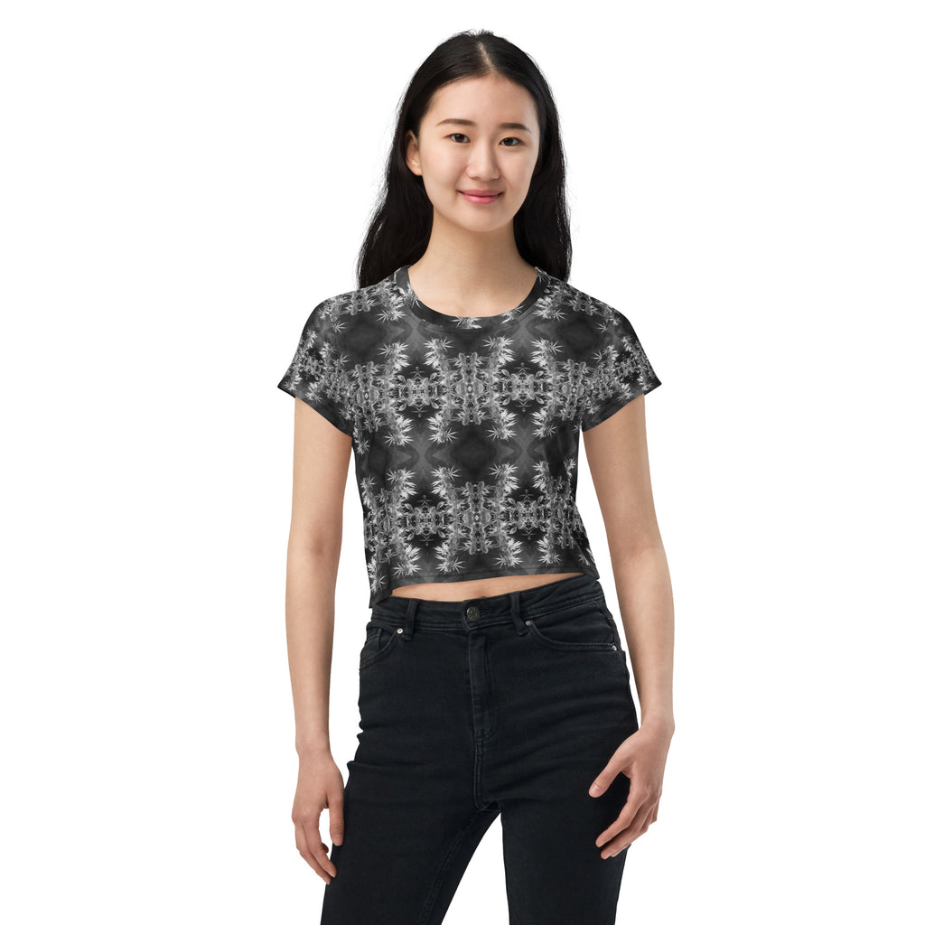 Women's Easy-Fit Crop Top, Cannabis, Midnight