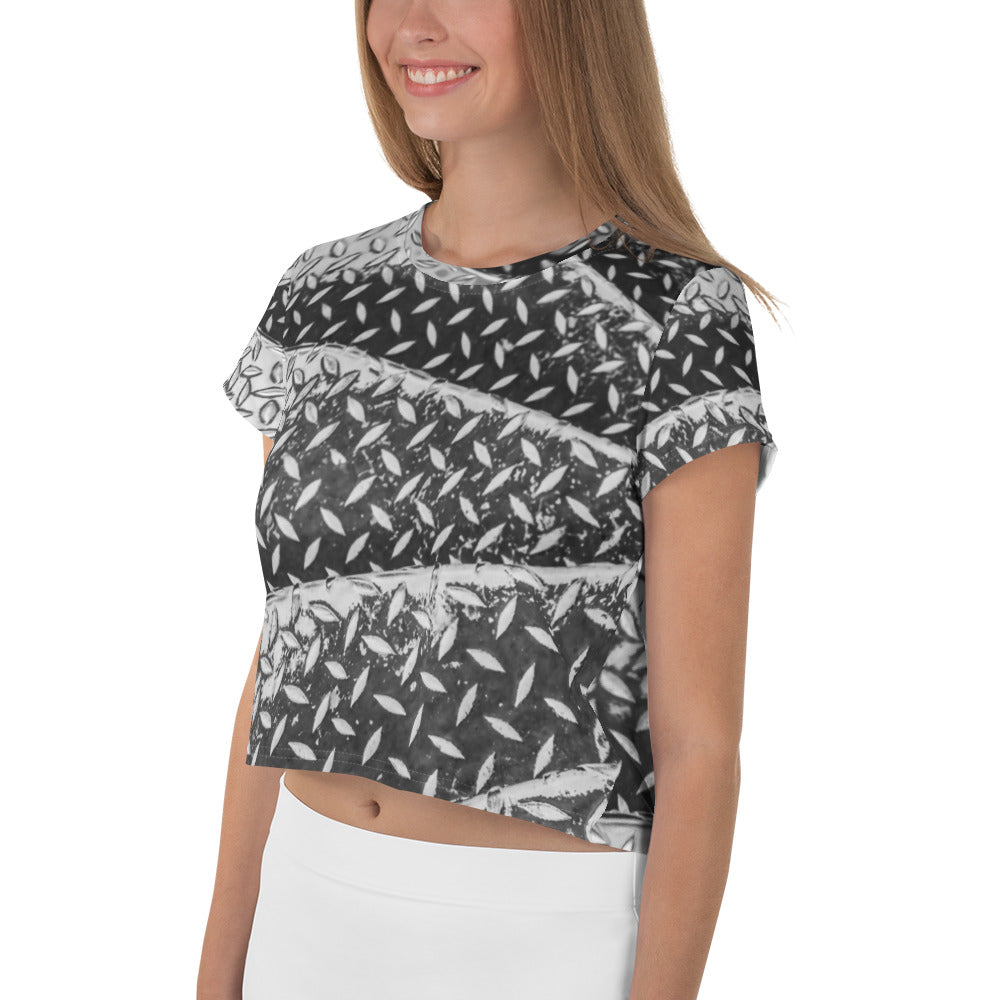 Women's Easy-Fit Crop Top, Eiffel Tower Diamond Plate