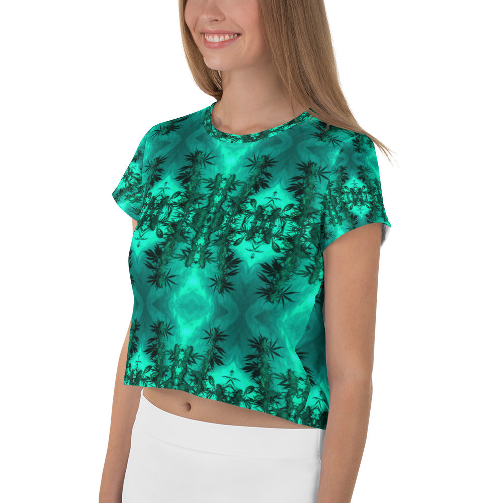 Women's Easy-Fit Crop Top, Cannabis Collection 2, Green