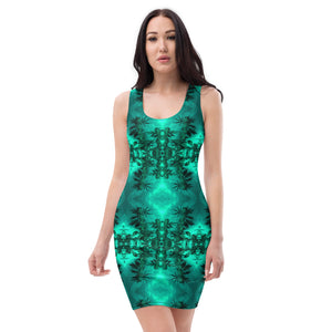 Women's Four-Way Stretch Fitted Dress, Cannabis, Green