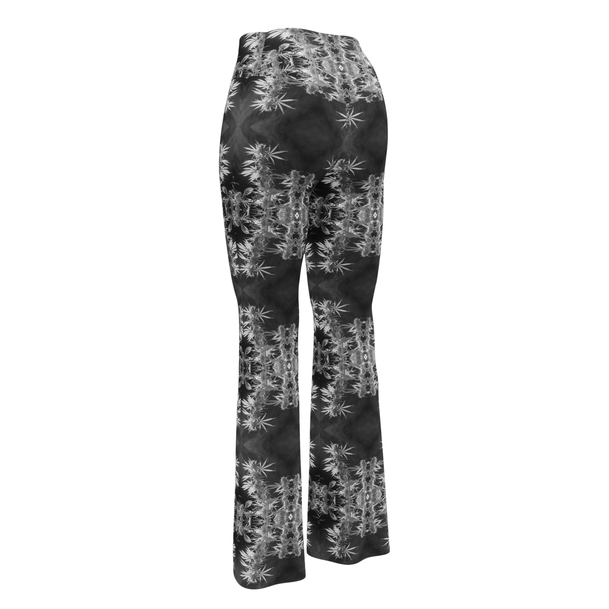 Women's Flare leggings, Cannabis, Midnight