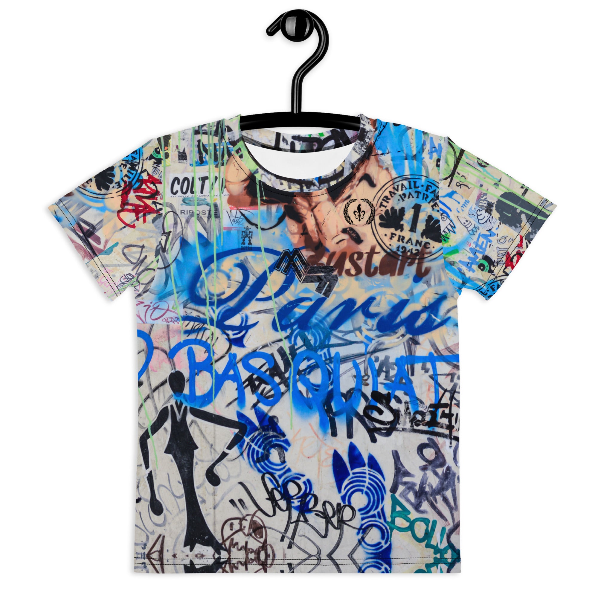 Toddler Regular Fit, Four-Way Stretch Crew Neck T-Shirt, Paris Graffiti