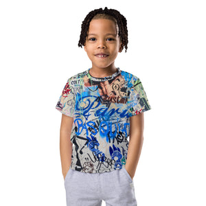 Toddler Regular Fit, Four-Way Stretch Crew Neck T-Shirt, Paris Graffiti