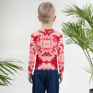 Toddler Slim-Fit Rash Guard UPF 50+, Palm Tree, Infrared