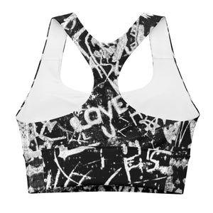 Women's Longline Sports Bra, Paris Birch Tree, Je T'aime