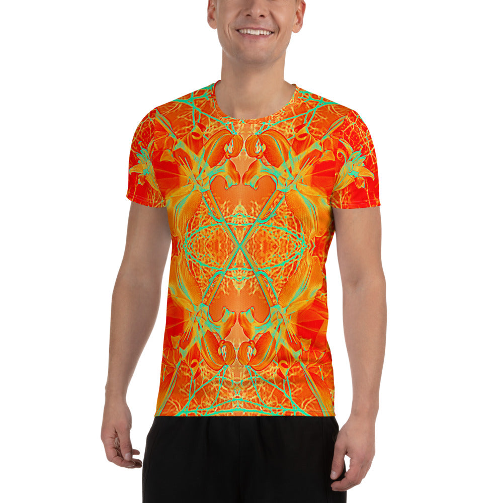 Men's Premium Athletic Crew Neck T-Shirt, Electric Lily