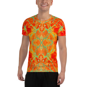 Men's Premium Athletic Crew Neck T-Shirt, Electric Lily