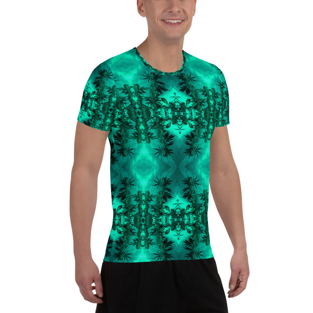 Men's Premium Athletic Crew Neck T-Shirt, Cannabis, Green