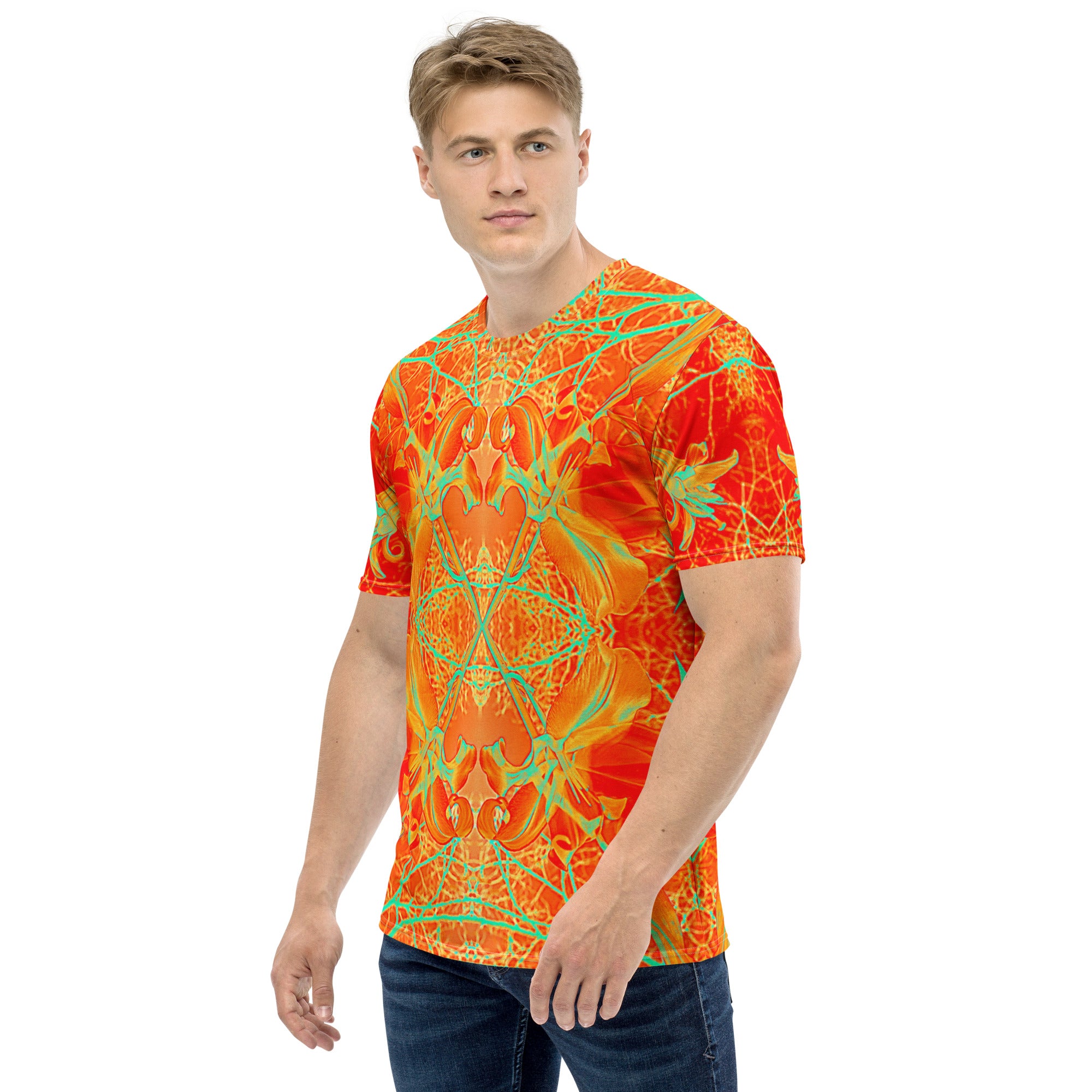 Men's Regular Fit, Four-Way Stretch Crew Neck T-Shirt, Electric Lily