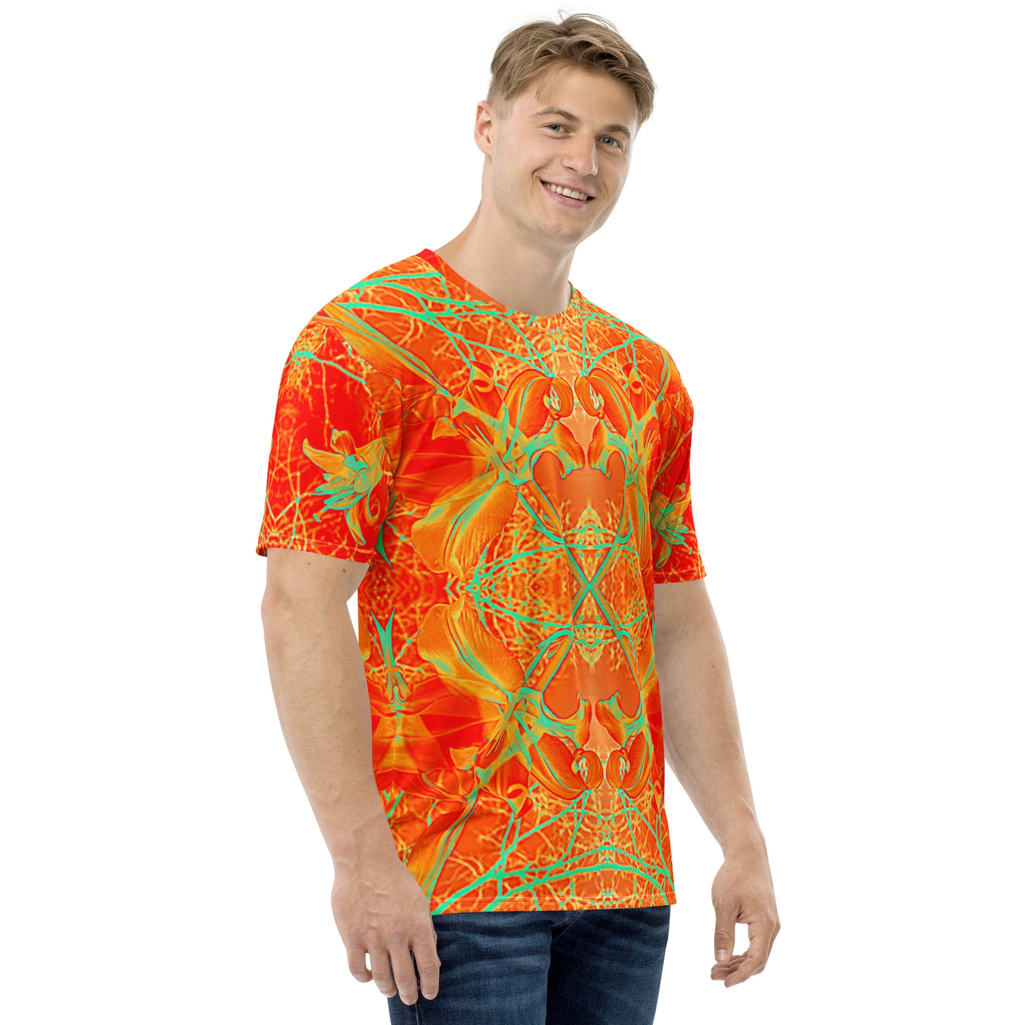 Men's Regular Fit, Four-Way Stretch Crew Neck T-Shirt, Electric Lily