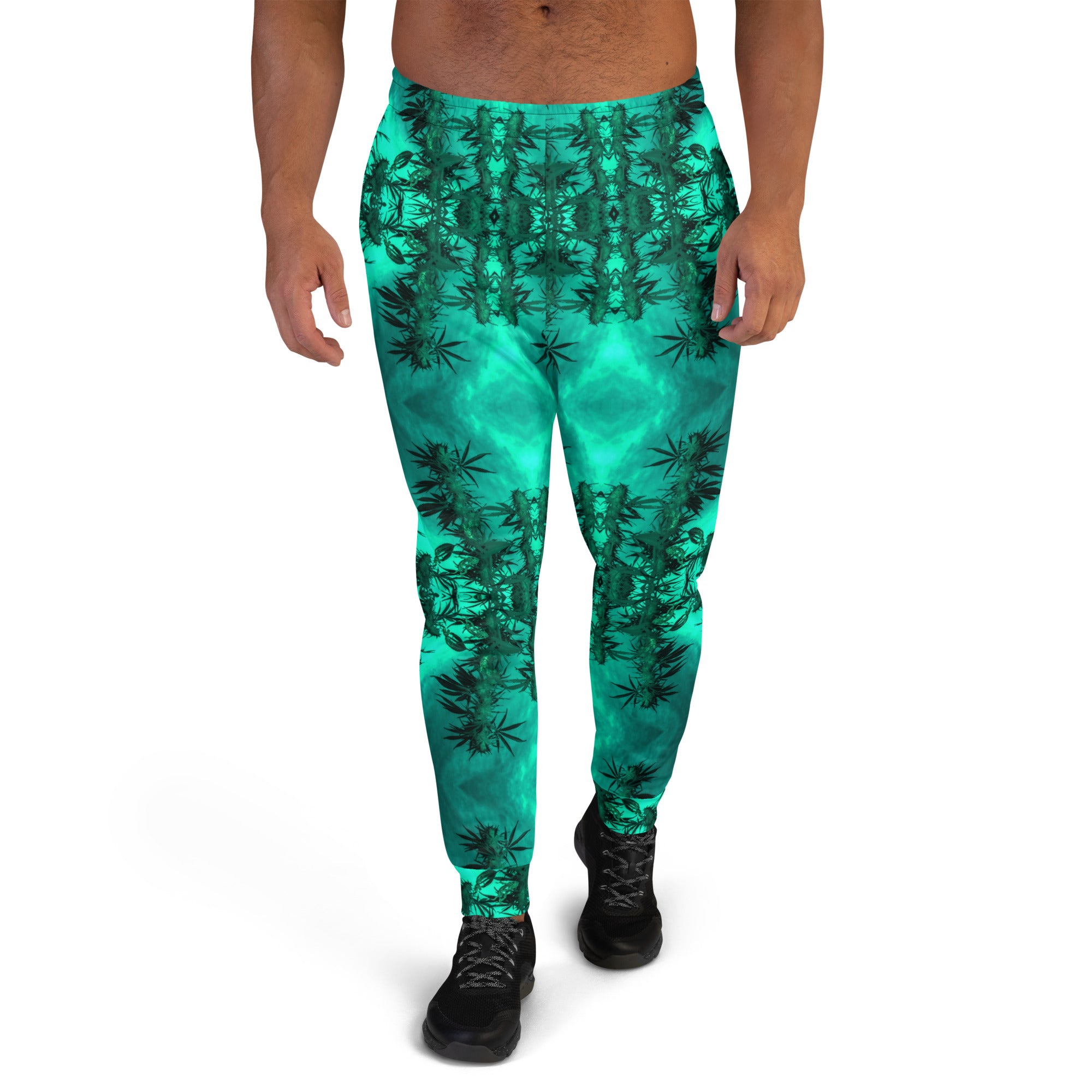 Men's Slim-Fit Joggers with Pockets, Cannabis, Green