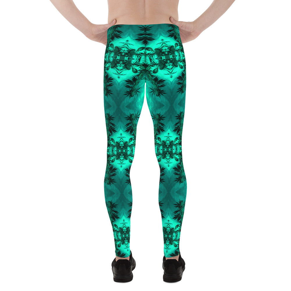 Men's Leggings, Cannabis, Green