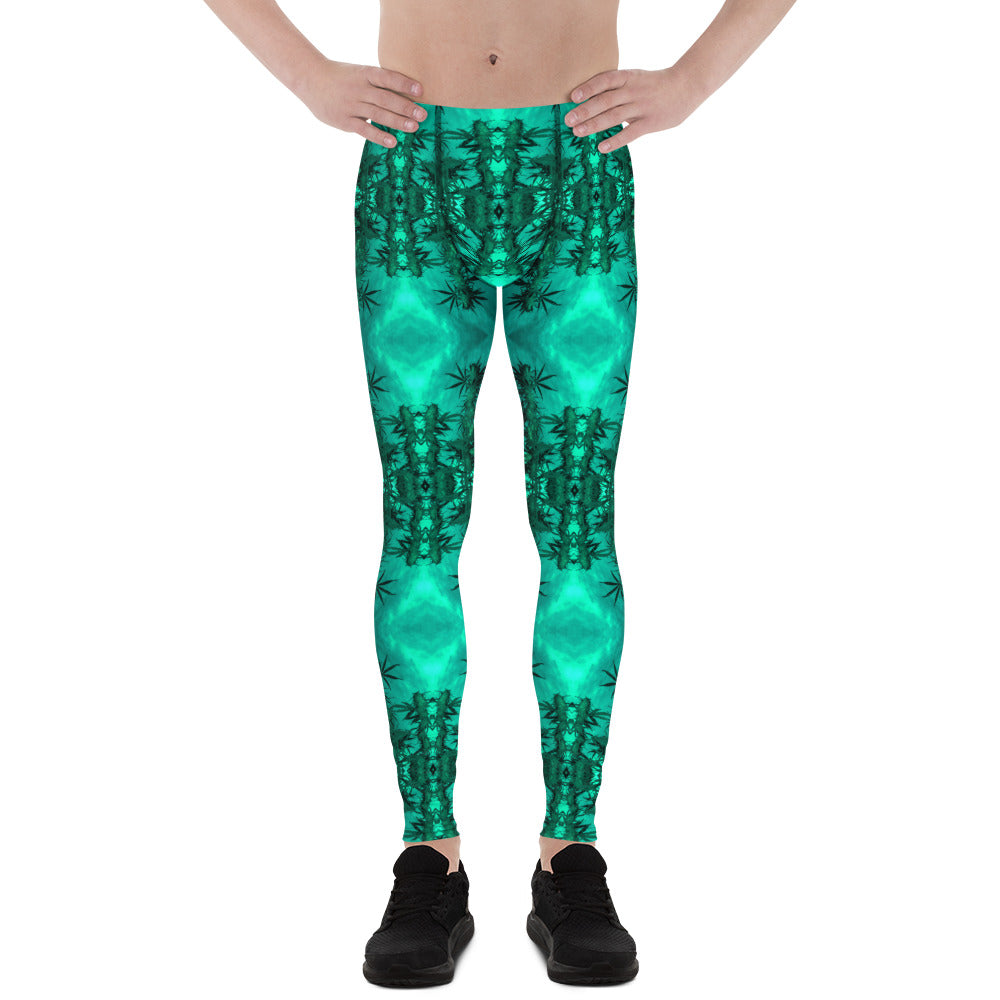 Men's Leggings, Cannabis, Green