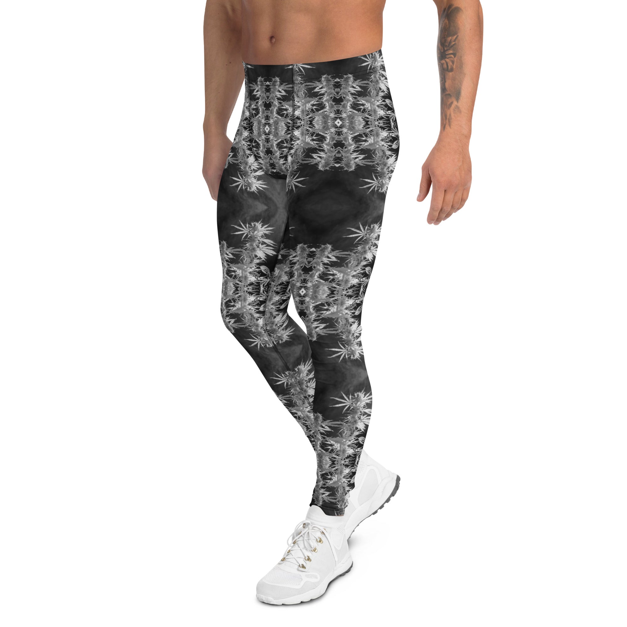 Men's Leggings, Cannabis, Midnight