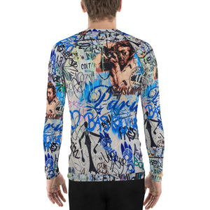 Men's Slim-Fit Rash Guard UPF 50+, Paris Graffiti