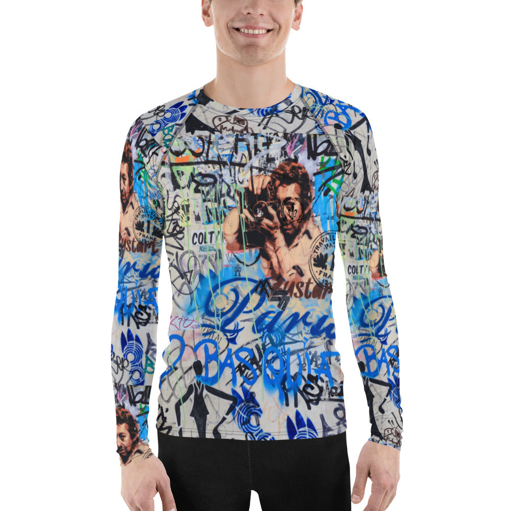 Men's Slim-Fit Rash Guard UPF 50+, Paris Graffiti