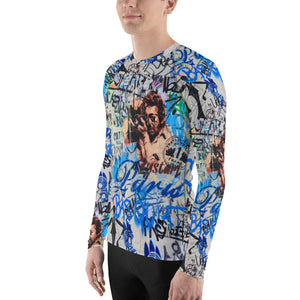 Men's Slim-Fit Rash Guard UPF 50+, Paris Graffiti