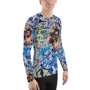 Men's Slim-Fit Rash Guard UPF 50+, Paris Graffiti