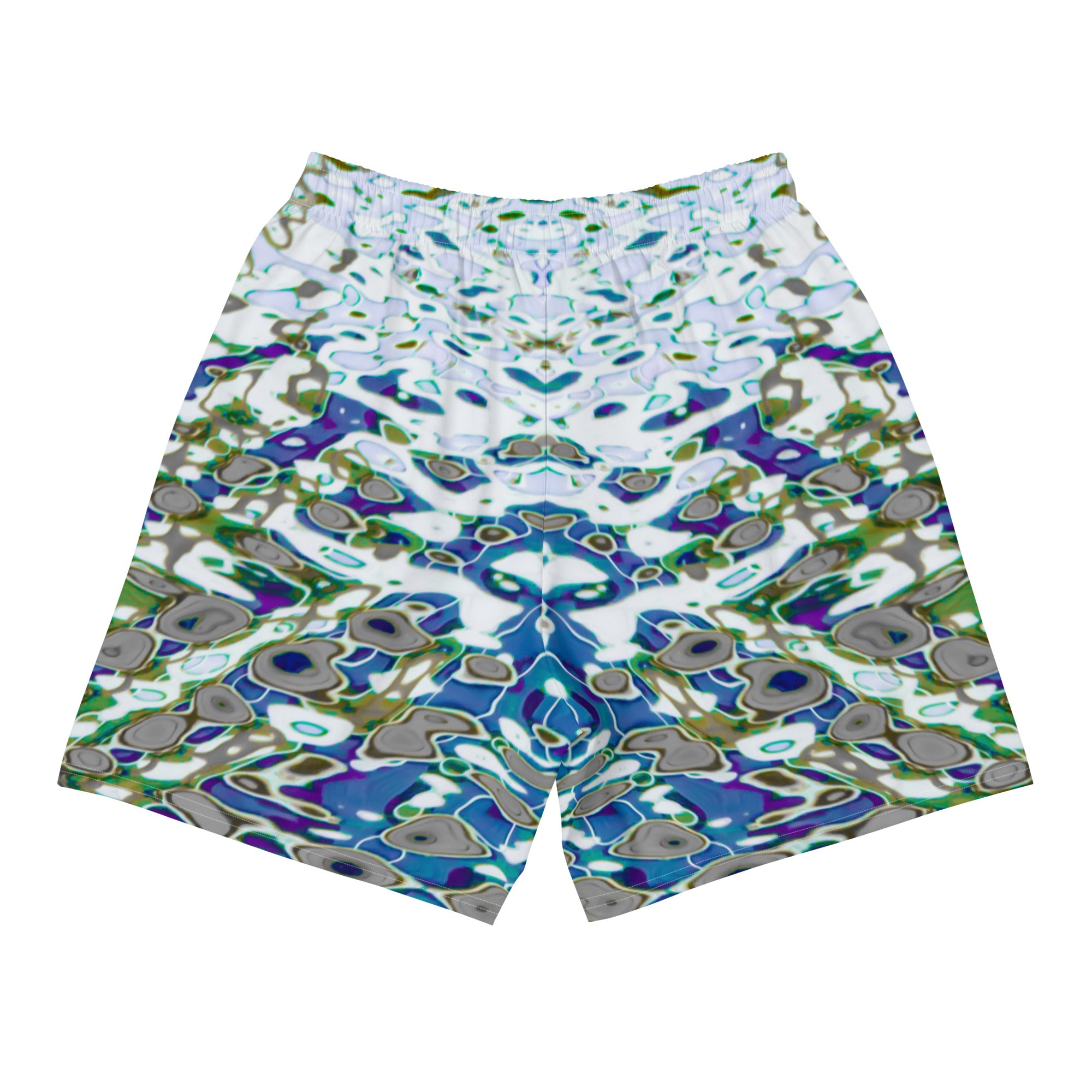 Men's Recycled Long Shorts with Mesh Side Pockets, No Liner, Bright Liquid Jewel