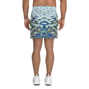 Men's Recycled Long Shorts with Mesh Side Pockets, No Liner, Bright Liquid Jewel