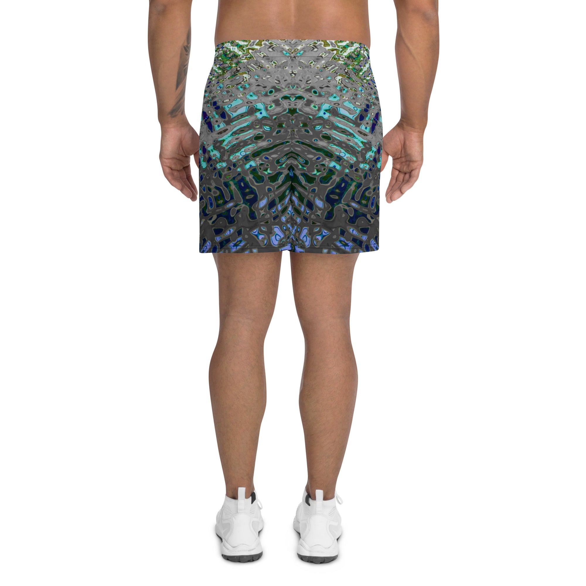 Men's Recycled Long Shorts with Mesh Side Pockets, No Liner, Liquid Jewel