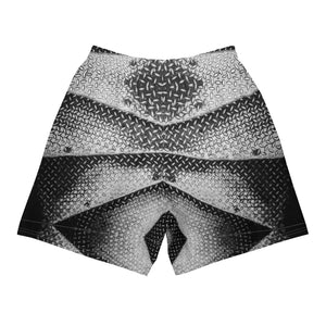 Men's Recycled Long Shorts with Mesh Side Pockets, No Liner, Eiffel Tower Diamond Plate