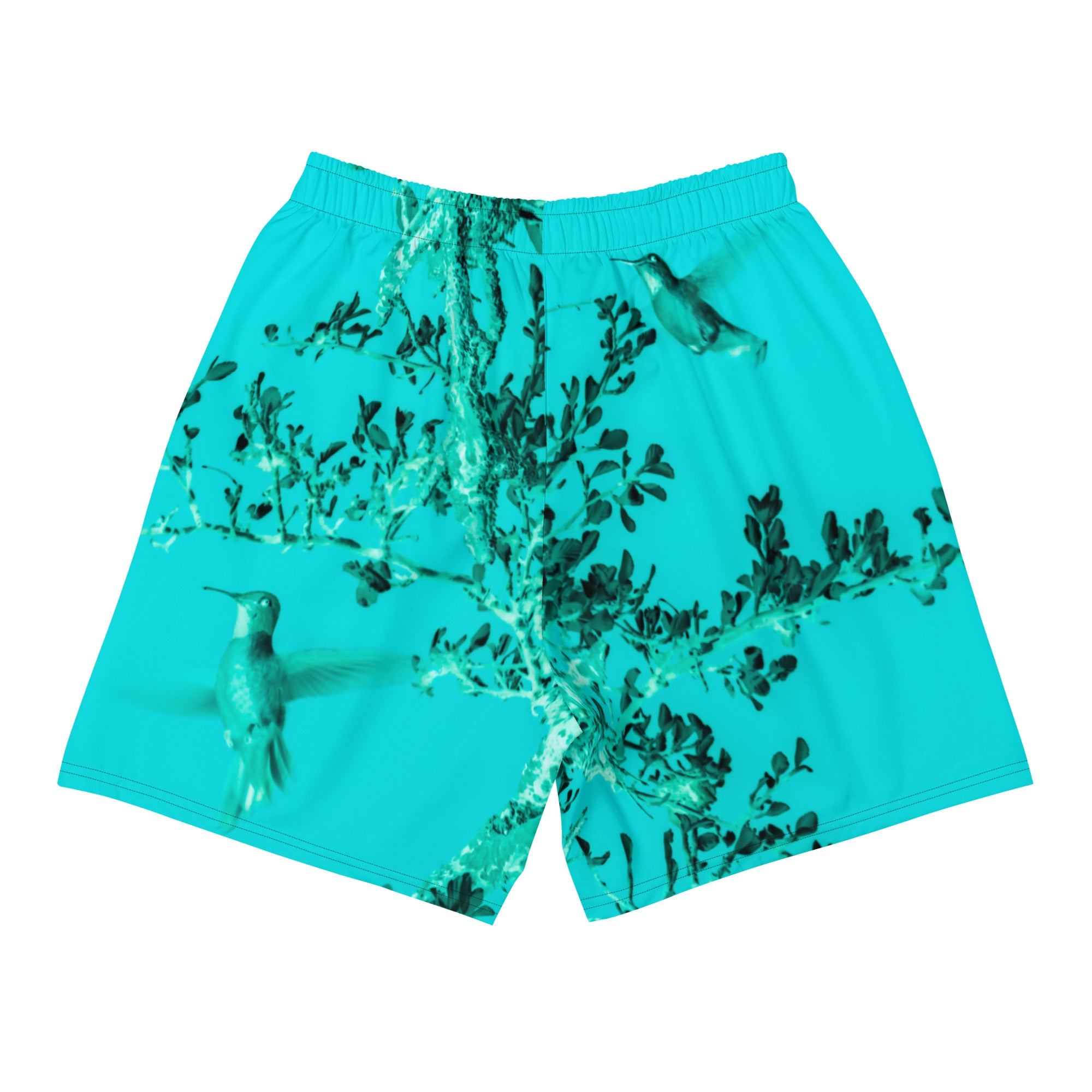 Mens Recycled Long Shorts with Mesh Side Pockets, No Liner, Hummingbird, Turquoise