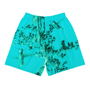 Mens Recycled Long Shorts with Mesh Side Pockets, No Liner, Hummingbird, Turquoise