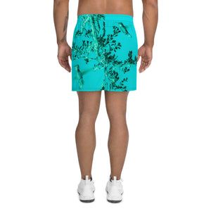 Mens Recycled Long Shorts with Mesh Side Pockets, No Liner, Hummingbird, Turquoise