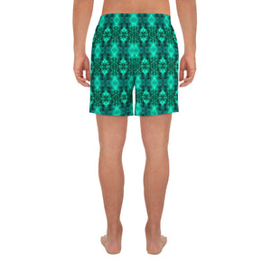 Men's Recycled Long Shorts with Mesh Side Pockets, No Liner, Cannabis Collection 2, Green