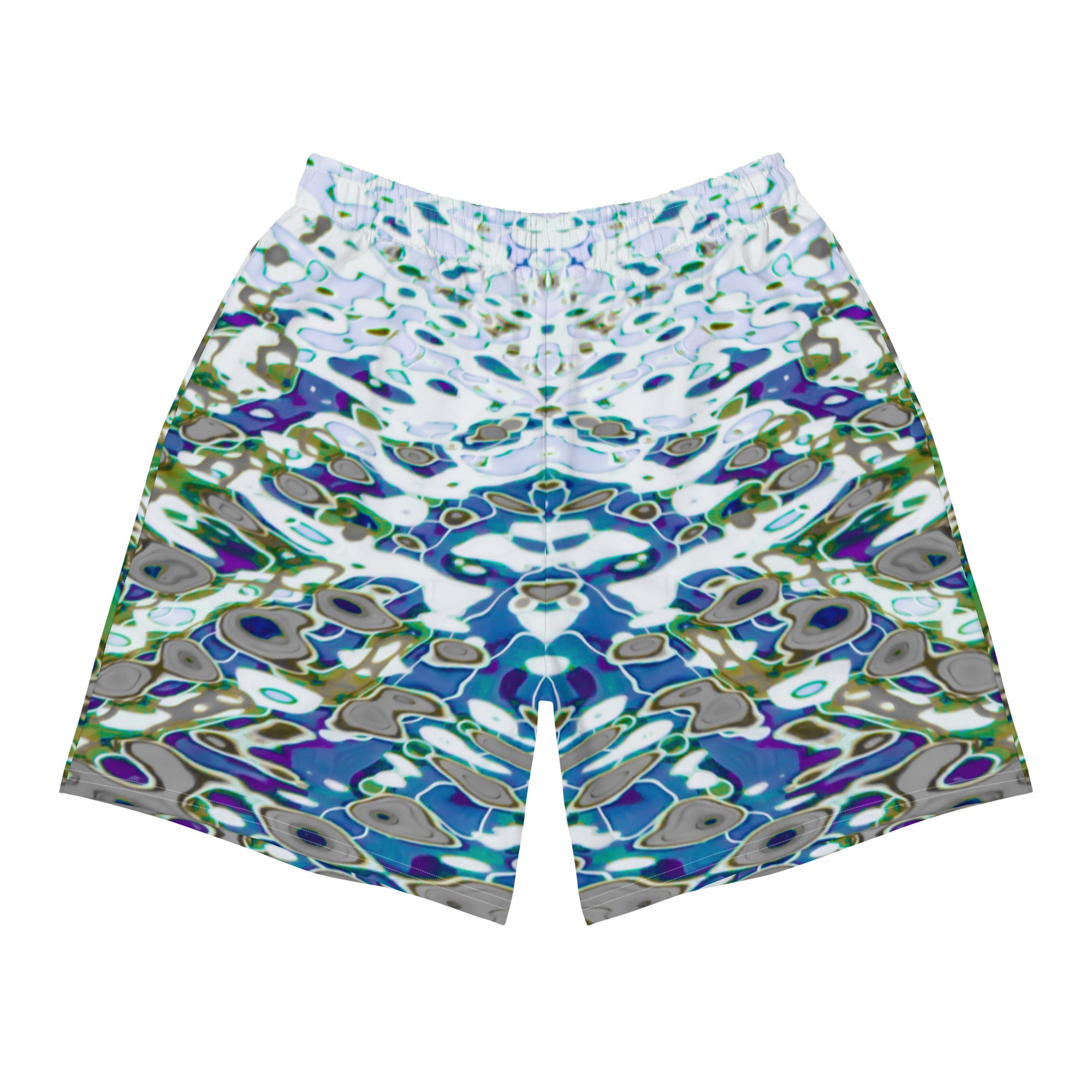 Men's Recycled Long Shorts with Mesh Side Pockets, No Liner, Bright Liquid Jewel