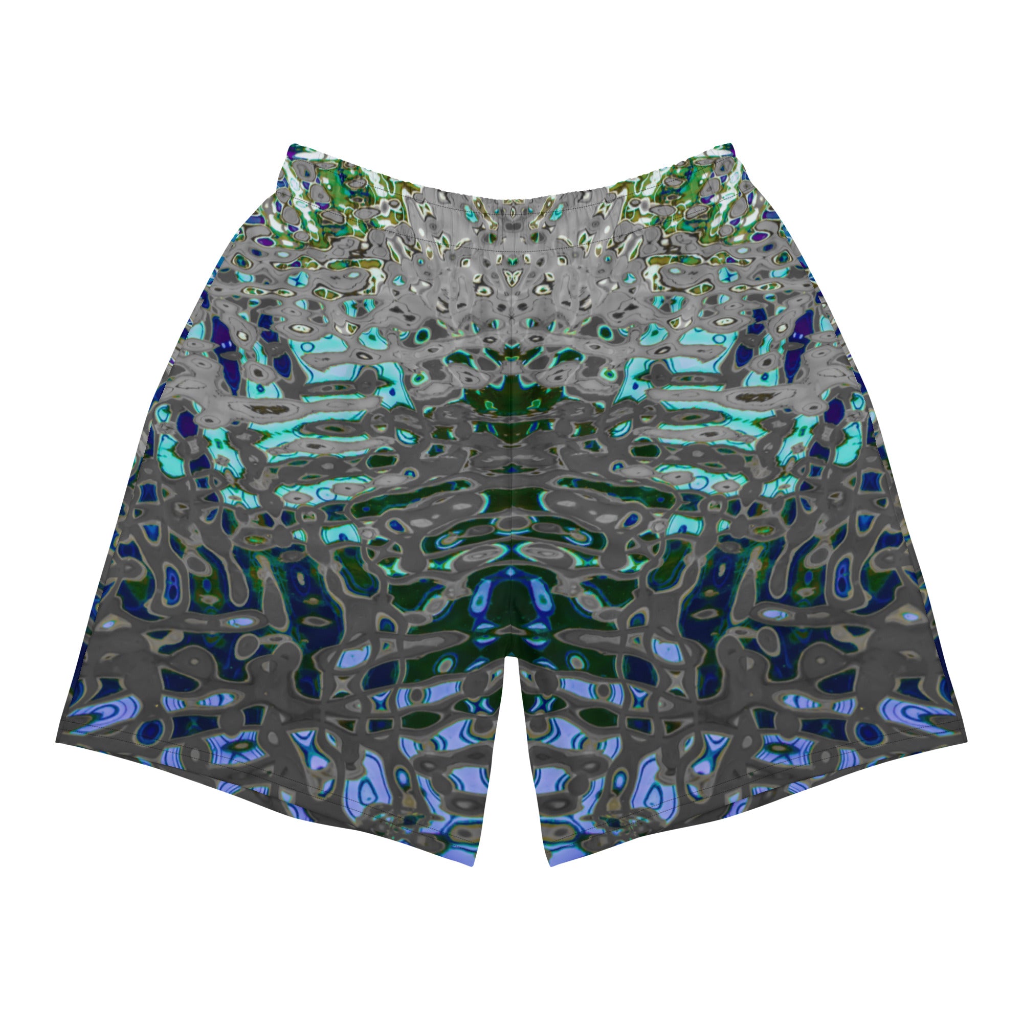 Men's Recycled Long Shorts with Mesh Side Pockets, No Liner, Liquid Jewel