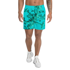 Mens Recycled Long Shorts with Mesh Side Pockets, No Liner, Hummingbird, Turquoise