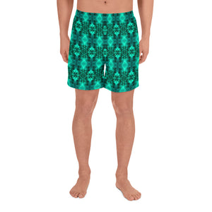 Men's Recycled Long Shorts with Mesh Side Pockets, No Liner, Cannabis Collection 2, Green