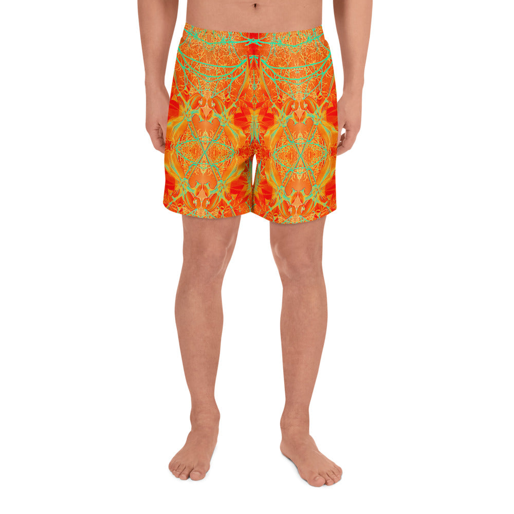 Men's Recycled Long Shorts with Mesh Side Pockets, No Liner, Electric Lily
