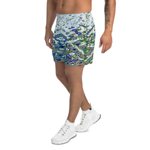 Men's Recycled Long Shorts with Mesh Side Pockets, No Liner, Bright Liquid Jewel