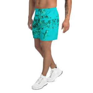 Mens Recycled Long Shorts with Mesh Side Pockets, No Liner, Hummingbird, Turquoise