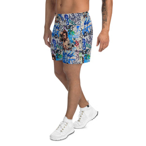 Men's Recycled Long Shorts with Mesh Side Pockets, No Liner, Paris Graffiti