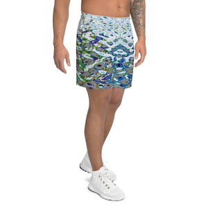 Men's Recycled Long Shorts with Mesh Side Pockets, No Liner, Bright Liquid Jewel