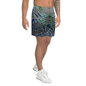 Men's Recycled Long Shorts with Mesh Side Pockets, No Liner, Liquid Jewel